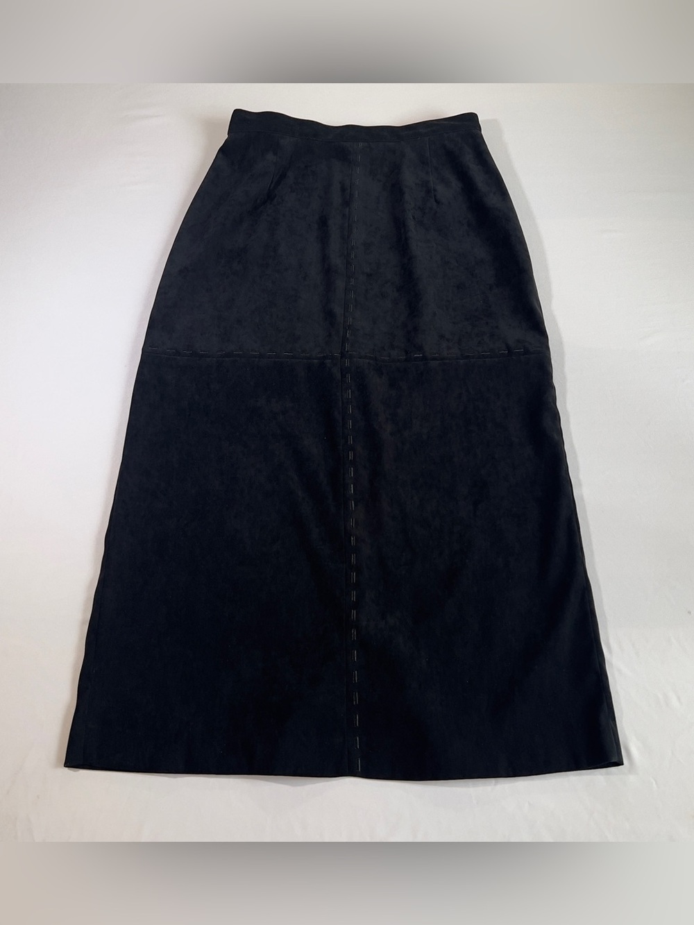 Kim Rogers Black Faux Suede Skirt with Panel Seam